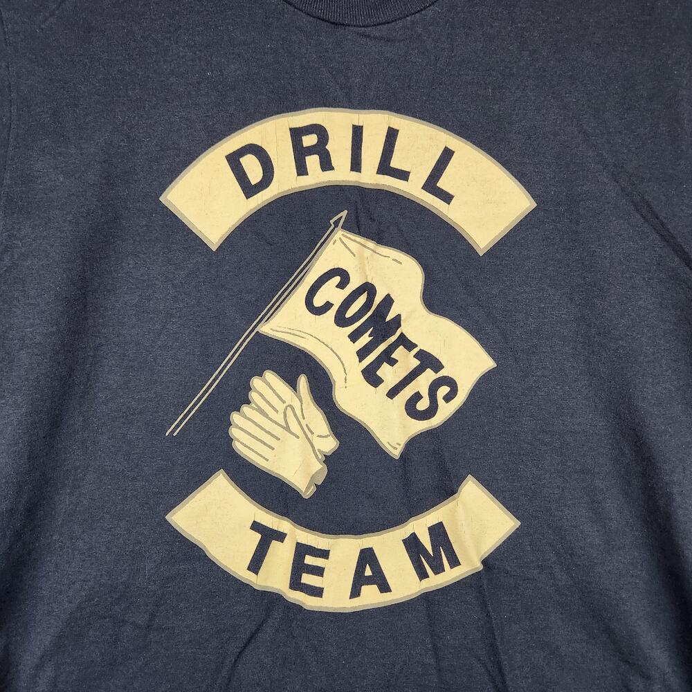 Vintage Comets Drill Team Mens Large Blue Graphic Logo 80s Single Stitch Flag